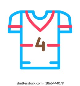 Camiseta con vector de iconos número 4. Contorno camiseta con signo de número 4. Ilustración de símbolo de contorno aislado
