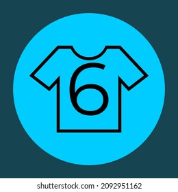 T-shirt and number 6 sign icon. Clothes symbol. Round buttons. Vector
