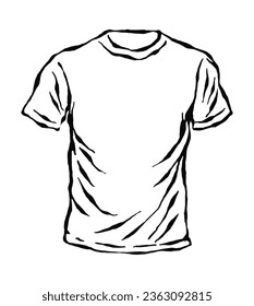 T-shirt O neck sketch drawing illustration