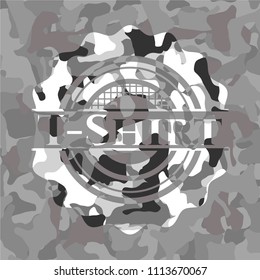 T-Shirt on grey camouflage pattern