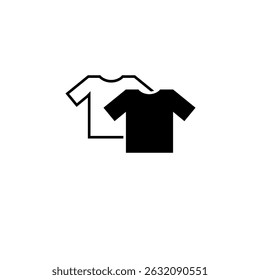 T-shirt on Hanger, Hanging Cotton Clothes Solid Flat Vector Icon Isolated on White Background.