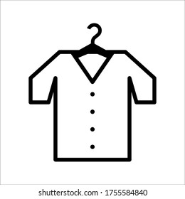 T-shirt on hanger icon, clothing shop on white background