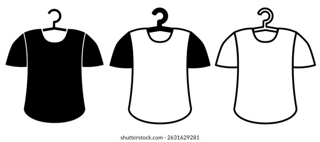 t-shirt on hanger icon, simple flat style, illustration, logo sign symbol pictogram template, for ui or ux isolated on white for mobile app, editable