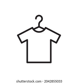 t-shirt on hanger line art vector icon for websites