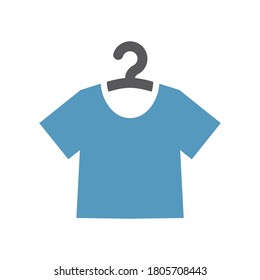 T-shirt on a hanger simple vector icon. Dry cleaning or washing service symbol.