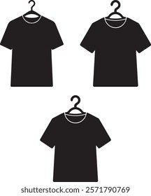 T-shirt on hanger vector icon - black illustration