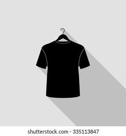t-shirt on hanger vector icon with long shadow