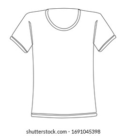 T-shirt one line drawing on white isolated background. Vector illustration