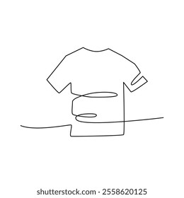 T-shirt One Single Line Drawing. Vector Illustration of Continuous Monoline Sign Illustration. Linear Art.