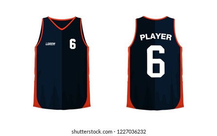 T-shirt orange and black basketball or football template for team club on white background. Jersey sport, vector illustration.