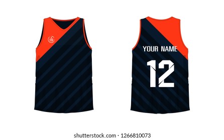 T-shirt orange and black basketball or football template for team club on white background. Jersey sport, vector illustration.