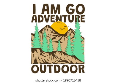 T-shirt outdoor explore nature adventure pine mountain retro vintage style hand drawn