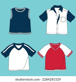 T-shirt outline icon collection, vector silhouette illustration10 isolated on white background, front, back and side view