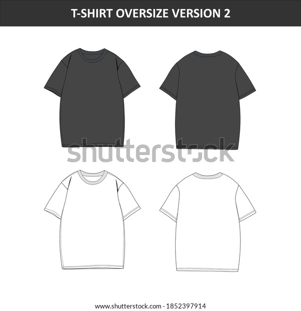 Download Tshirt Oversize V2 Black White Mock Stock Vector Royalty Free 1852397914