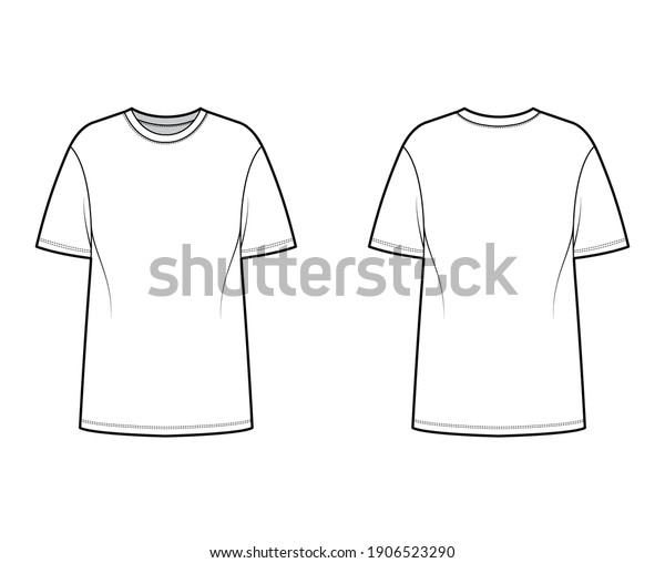 Tshirt Oversized Technical Fashion Illustration Short Stock Vector ...