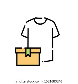 Tshirt package icon symbol in flat vector illustration
