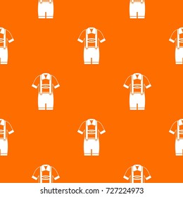 T-shirt and pants with suspenders pattern repeat seamless in orange color for any design. Vector geometric illustration
