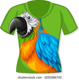 T-shirt with parrot bird pattern illustration