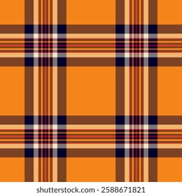 T-shirt pattern check background, antique plaid seamless fabric. Bandanna vector texture tartan textile in orange and red colors palette.