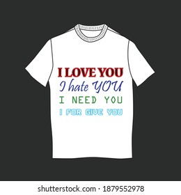 Patrón de camiseta con palabras significativas en colores brillantes
