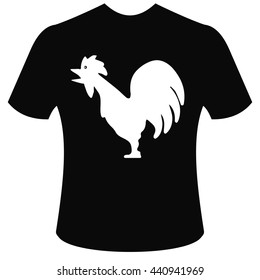 T-shirt with a picture of a rooster symbol of 2017, vector for print or website design