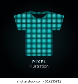 T-Shirt - Pixelsymbol. Vektorgrafik. Design-Logo-Element Einzeln auf schwarzem Hintergrund. Es ist einfach, in jede Farbe zu wechseln.
