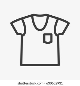 T-Shirt with Pocket Minimal Flat Line Outline Stroke Icon Pictogram Symbol
