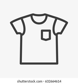 T-Shirt with Pocket Minimal Flat Line Outline Stroke Icon Pictogram Symbol