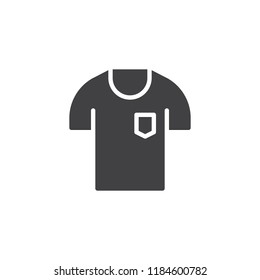 T-shirt with pocket vector icon. filled flat sign for mobile concept and web design. Shirt simple solid icon. Symbol, logo illustration. Pixel perfect vector graphics