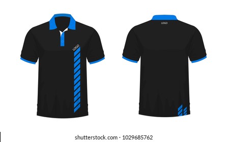 T-shirt Polo blue and black template for design on white background. Vector illustration eps 10.