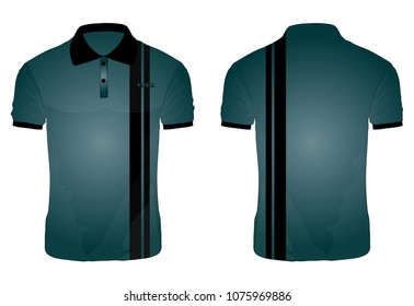 T-shirt Polo blue and black template for design on white background. Vector illustration eps 10.Blue Polo shirt, clothes on isolated white background.