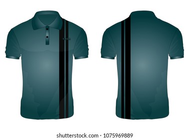 T-shirt Polo blue and black template for design on white background. Vector illustration eps 10.Blue Polo shirt, clothes on isolated white background.