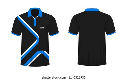 T-shirt Polo blue and black template for design on white background. Vector illustration eps 10