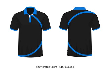 T-shirt Polo blue and black Template for design on white background. Vector illustration eps 10.