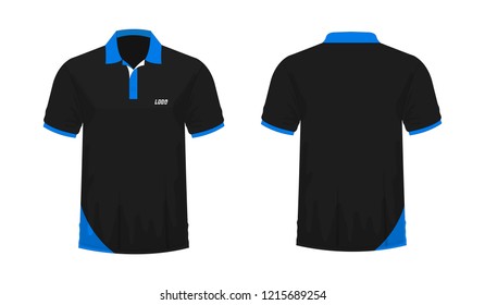 T-shirt Polo blue and black template for design on white background. Vector illustration eps 10.