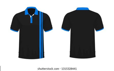T-shirt Polo blue and black template for design on white background. Vector illustration eps 10.