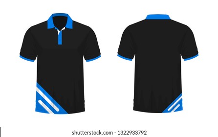 T-shirt Polo blue and black template for design on white background. Vector illustration eps 10.