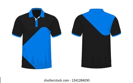 T-shirt Polo blue and black template for design on white background. Vector illustration eps 10.