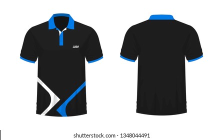 T-shirt Polo blue and black template for design on white background. Vector illustration eps 10.