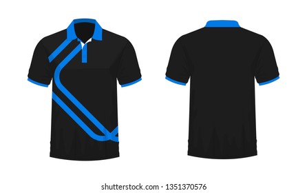 T-shirt Polo blue and black template for design on white background. Vector illustration eps 10.