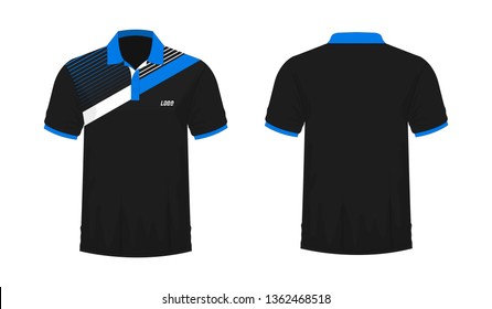 T-shirt Polo blue and black template for design on white background. Vector illustration eps 10.