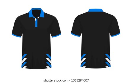 T-shirt Polo blue and black template for design on white background. Vector illustration eps 10.