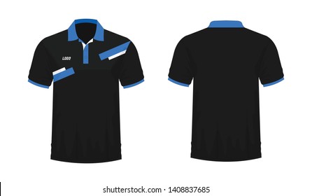 T-shirt Polo blue and black template for design on white background. Vector illustration eps 10.