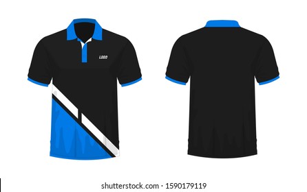 T-shirt Polo blue and black template for design on white background. Vector illustration eps 10.