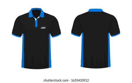 T-shirt Polo blue and black template for design on white background. Vector illustration eps 10.