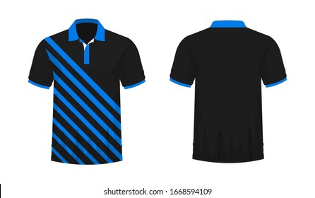 T-shirt Polo blue and black template for design on white background. Vector illustration eps 10.