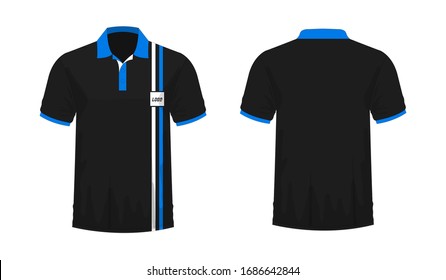 T-shirt Polo blue and black template for design on white background. Vector illustration eps 10.