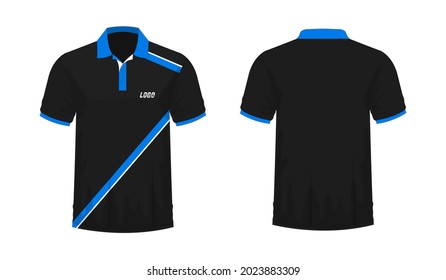 T-shirt Polo blue and black template for design on white background. Vector illustration eps 10.