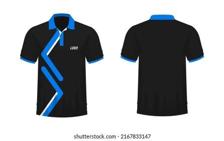 T-shirt Polo blue and black template for design on white background. Vector illustration eps 10.