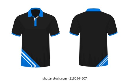 T-shirt Polo blue and black template for design on white background. Vector illustration eps 10.